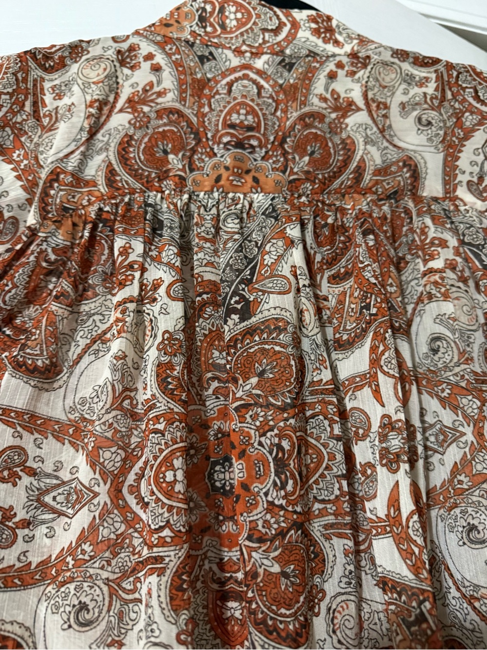 Joie Rust and Cream Paisley Button-Up Blouse - S - Picture 12 of 14